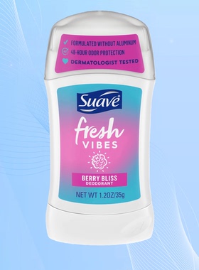 Suave止汗膏女无铝配方48小时防臭清爽草莓薄荷香型35g