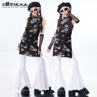 女童爵士舞服装 潮酷时髦女孩jazz演出服少儿街舞炸街夏天女团套装