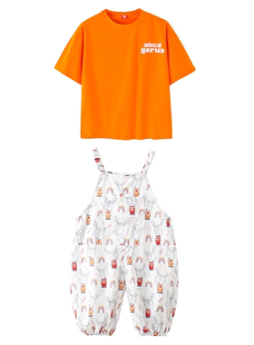 儿童糖果色短袖背带裤毕业班服