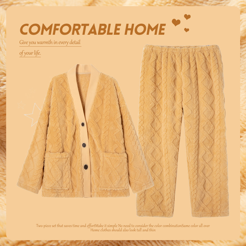 珊瑚绒秋冬季加厚女士睡衣可外穿