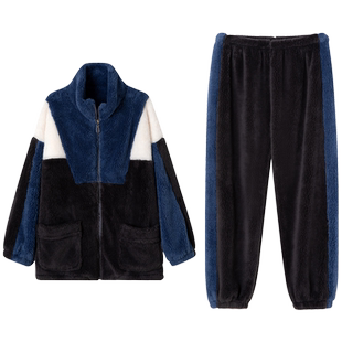 暖绒睡衣珊瑚绒情侣男冬季加厚加绒女士套装运动新款家居服秋冬天