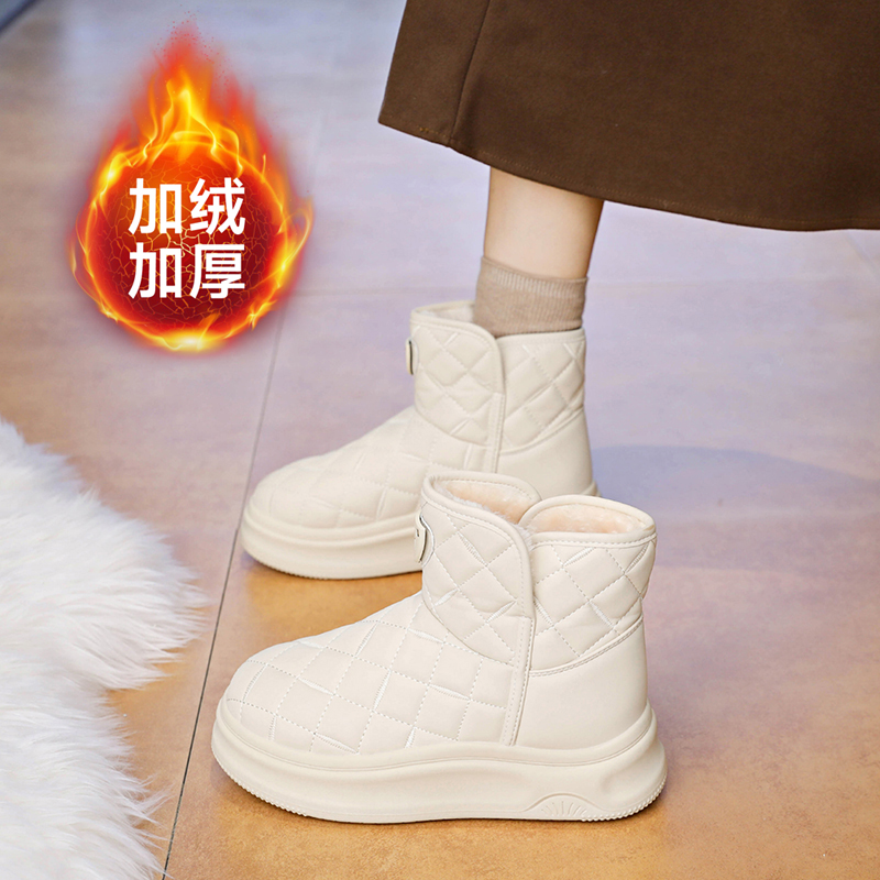 皮毛一体雪地靴女加绒加厚大棉鞋