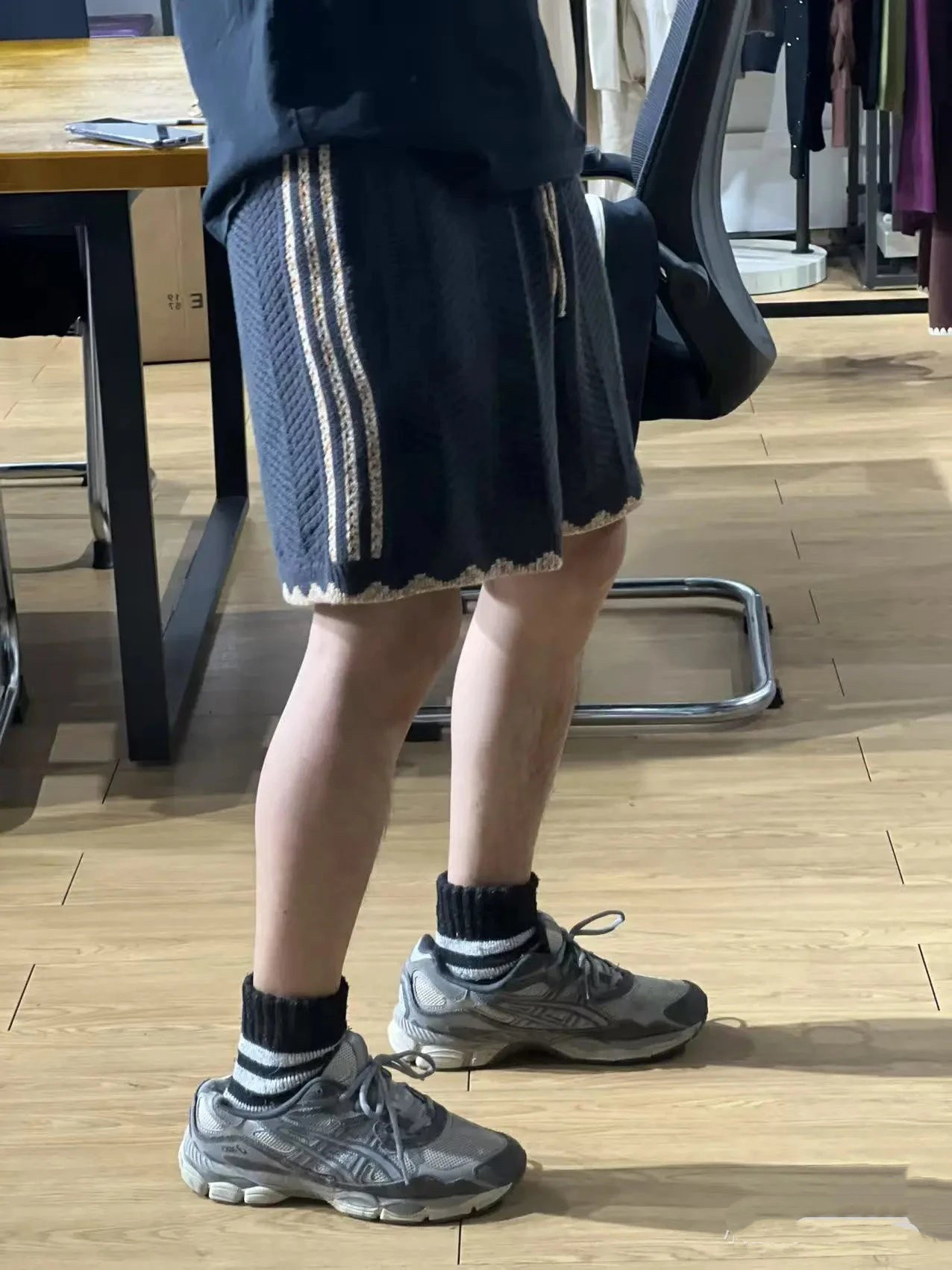 代g级高板!冠希同款镂空针织短裤男款夏季潮牌条纹透气裤子休闲