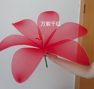 舞蹈演出表演道具仿真大红山丹丹花假花装饰品丝网花节目录制用品