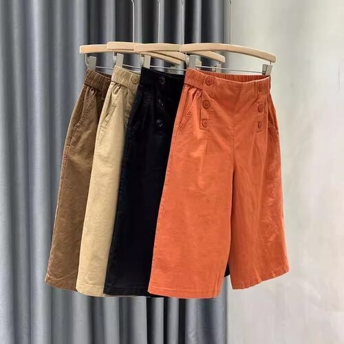 大码六分短裤妈妈夏天阔腿五分裤