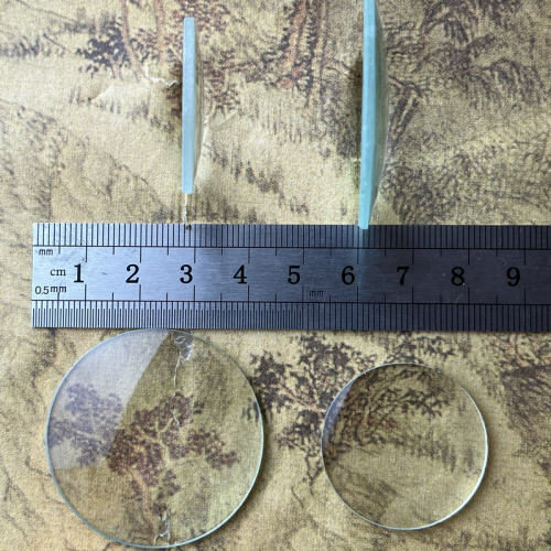 3公分40MM10倍平凸 透镜 物理实验单面凸4.5厘米玻璃放大镜片包邮