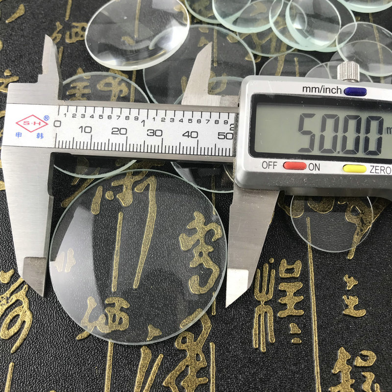5厘米平凸玻璃放大镜片10倍凸透镜50mm单面凸聚焦取火扩大镜包邮