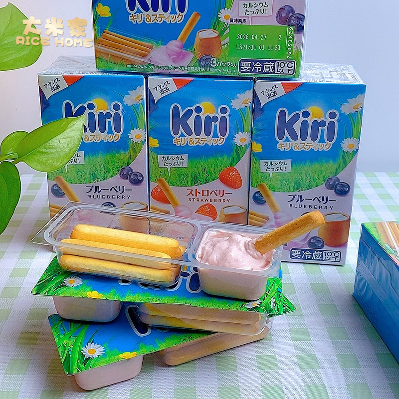 Kiri凯芮原装进口法棍酪酪草莓味奶酪制品l零食(含谷物饼干)105g
