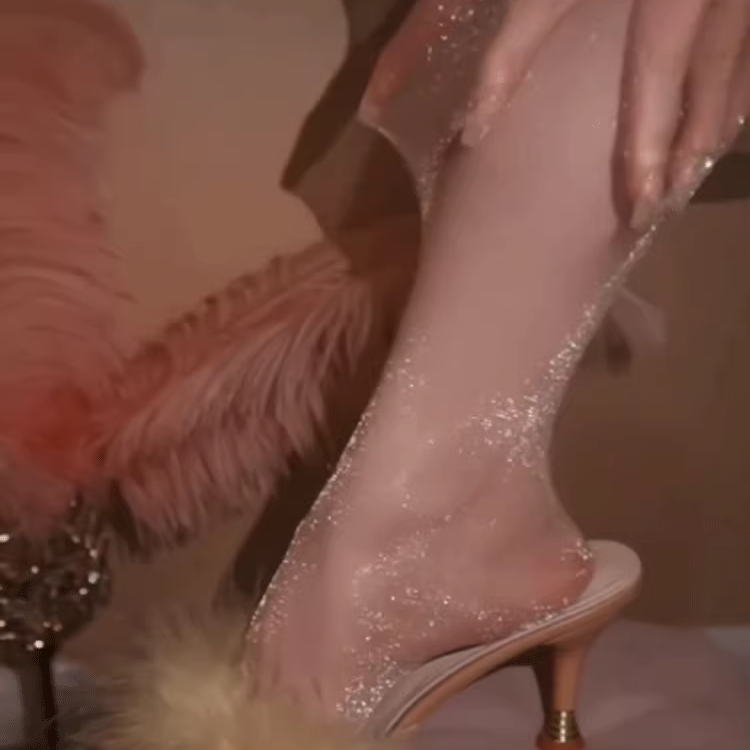 性感满天星珠光连裤袜女春夏薄款透肉肤色包芯丝打底袜纯欲女黑丝