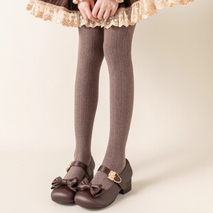 秋冬加绒加厚微压连裤 袜奶白外穿袜 袜女lolita棕色保暖外穿打底裤