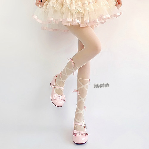 lolita白色丝袜超薄蝴蝶结连裤袜