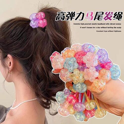 气质裂纹星星双头皮筋高弹力儿童女孩扎马尾绕绕发圈头绳网红同款