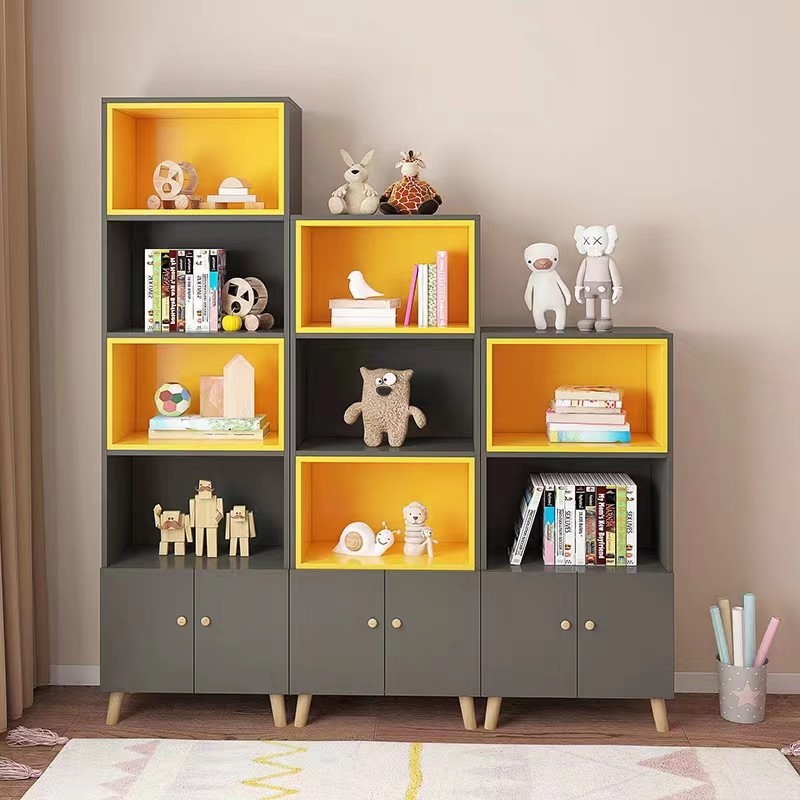 简约书柜书架置物架落地儿童实木学生收纳柜子家用客厅展示架创意