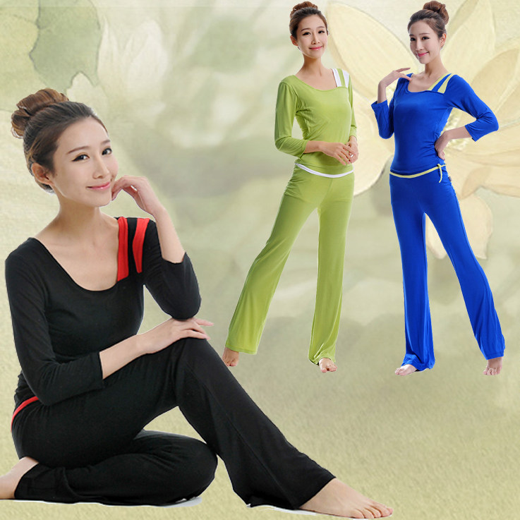 秋新款瑜伽服套装显瘦莫代尔女健身运动长裤舞蹈跳舞跑步练习服女