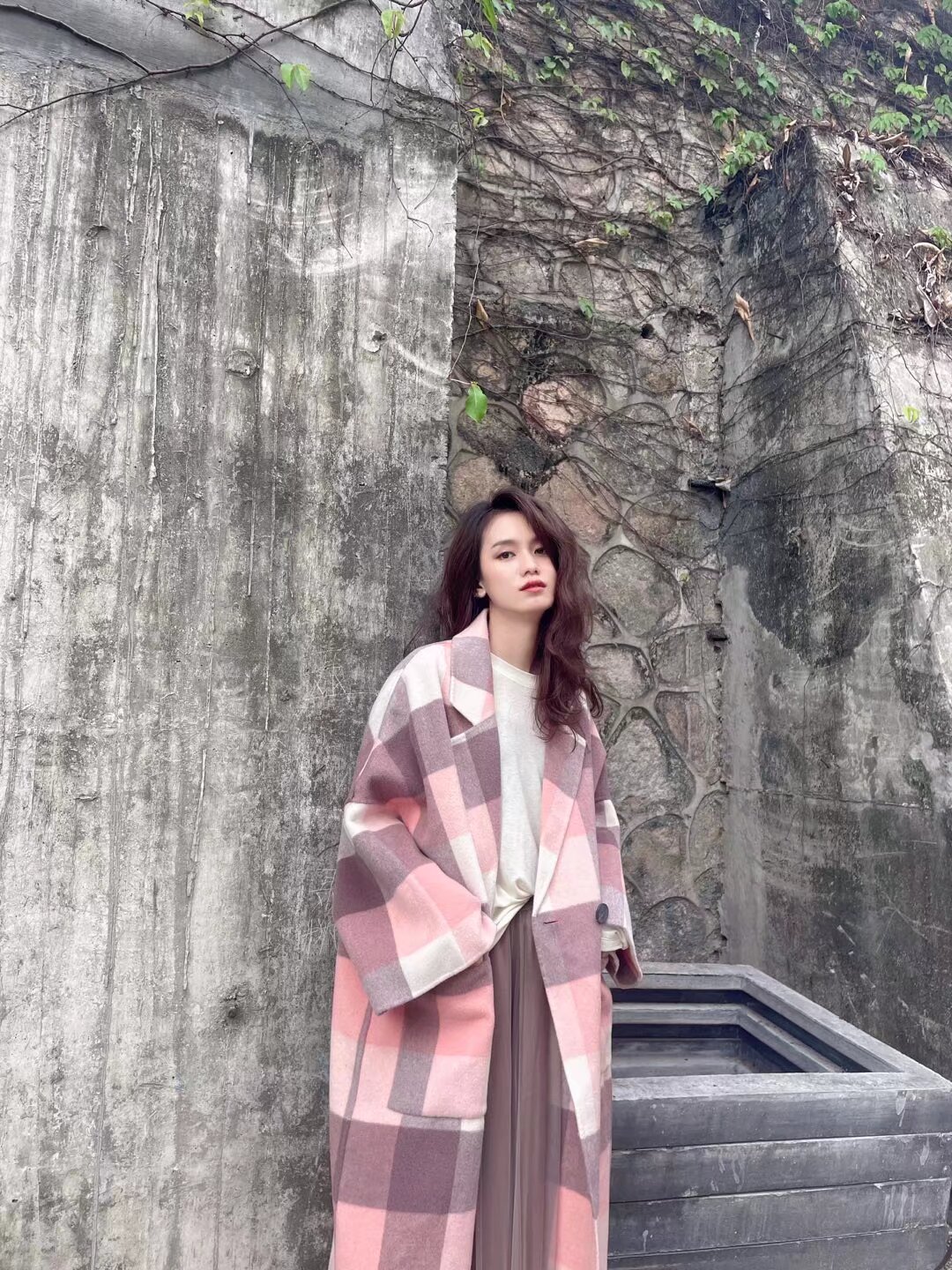外贸尾货 时尚百搭显瘦宽松羊毛大衣外套女冬季
