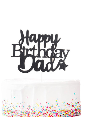 派对蛋糕装饰插牌黑色Dad父亲生日快乐插件