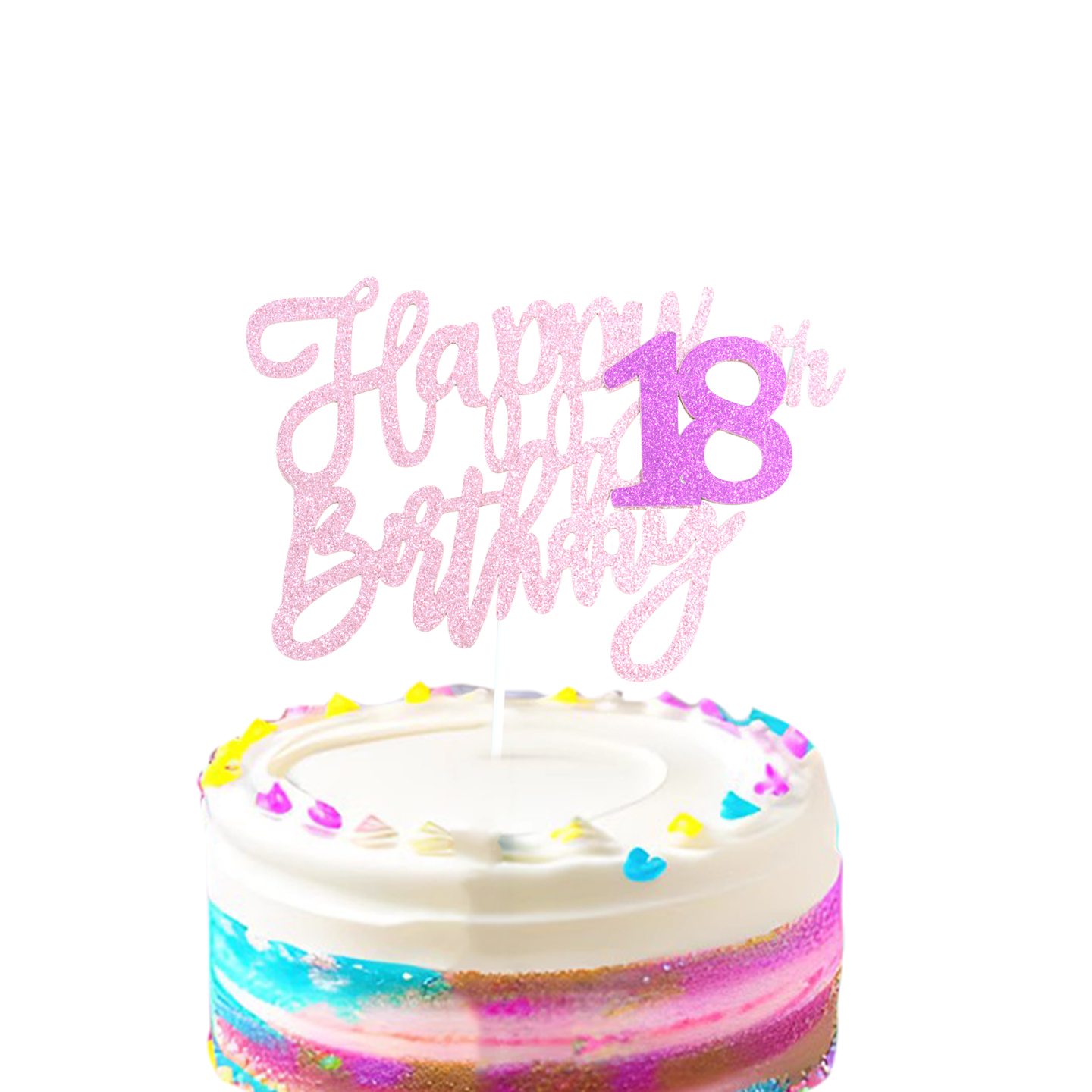 18岁新款蛋糕装饰插牌粉紫色生日快乐插件烘焙插牌