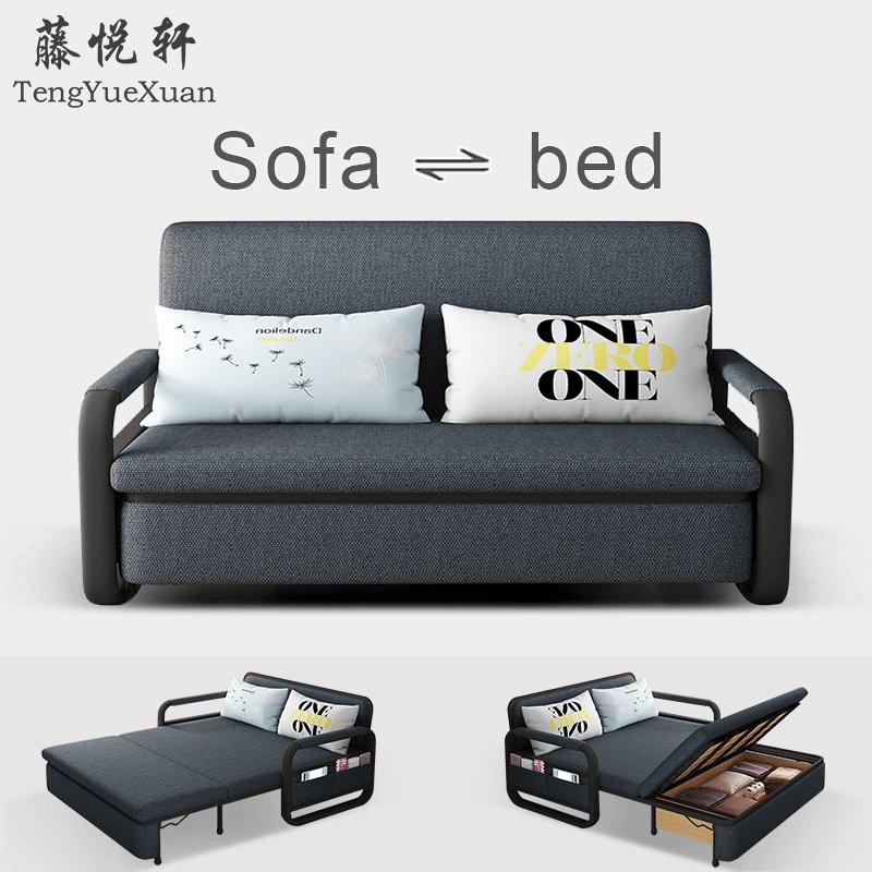 折叠沙发床两用多功能小户型双人sofa bed布艺储物沙发床-封面