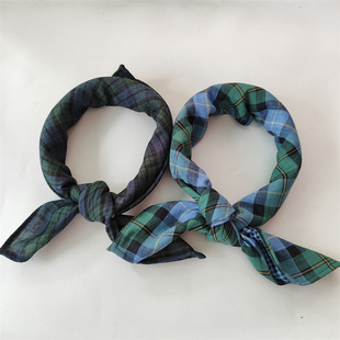 黑白格领巾纯棉小围巾柔软棉纱大手帕汗巾格子韩版全棉春秋小方巾