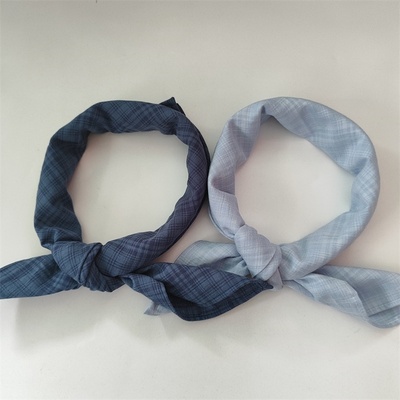 格子围巾女秋百搭格纹领巾男蓝色