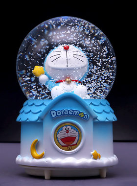 叮当猫水晶球音乐盒飘雪儿童礼物