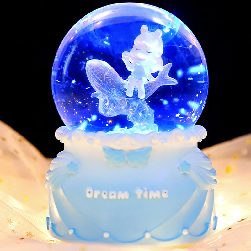 幻想之境海洋风水晶球音乐盒透明鲸鱼彩灯飘雪学生儿童女生日礼物
