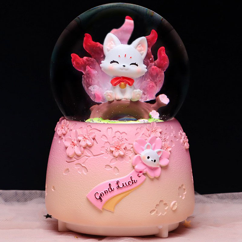 祥瑞灵狐水晶球音乐盒送女生礼物