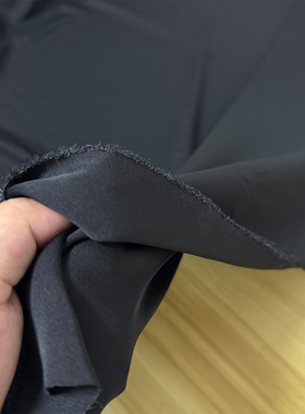 新款真丝弹力双乔重磅桑蚕丝服装面料高档丝绸纯黑色宽幅零头布料