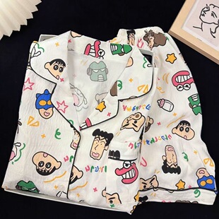 套装 短裤 可爱家居服可外穿 云朵棉短袖 蜡笔小新动漫卡通睡衣女夏季