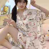 真丝hellokitty可爱冰丝家居服套装 韩国GIOIO睡衣女款 夏季 夏天ins