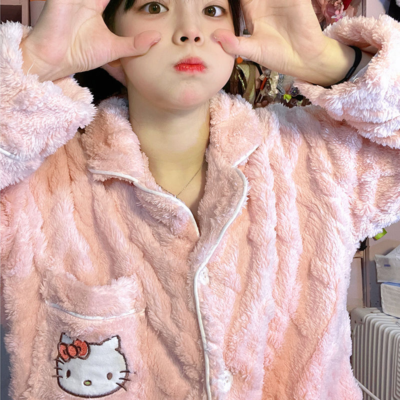 女珊瑚绒睡衣家居服加厚保暖