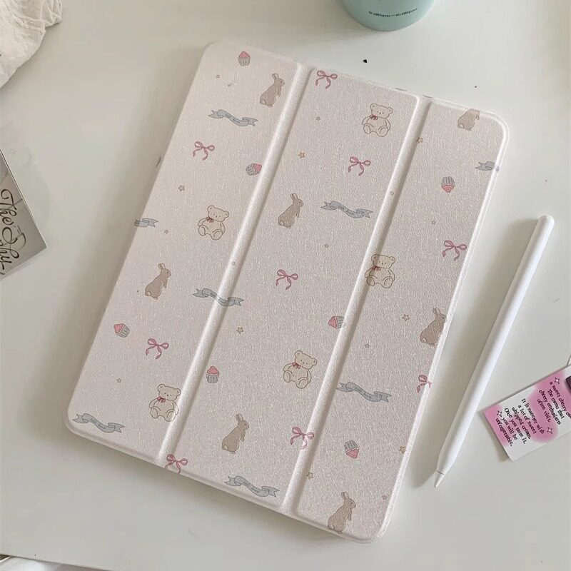 满屏小熊小兔适用苹果ipad10代平板保护套ipadair2024三折mini6/air5/air2镜面ipadpro2024时尚ipad9亚克力女
