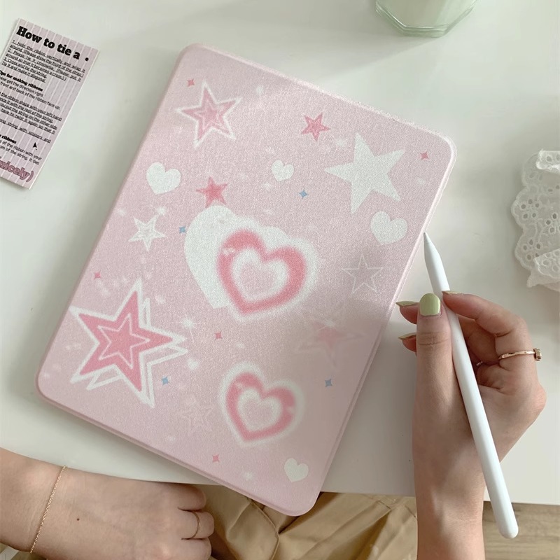 粉底星星爱心适用苹果ipad10代平板保护套ipadair6旋转mini6/air5/air3防摔ipadpro2024时尚ipad8亚克力女款