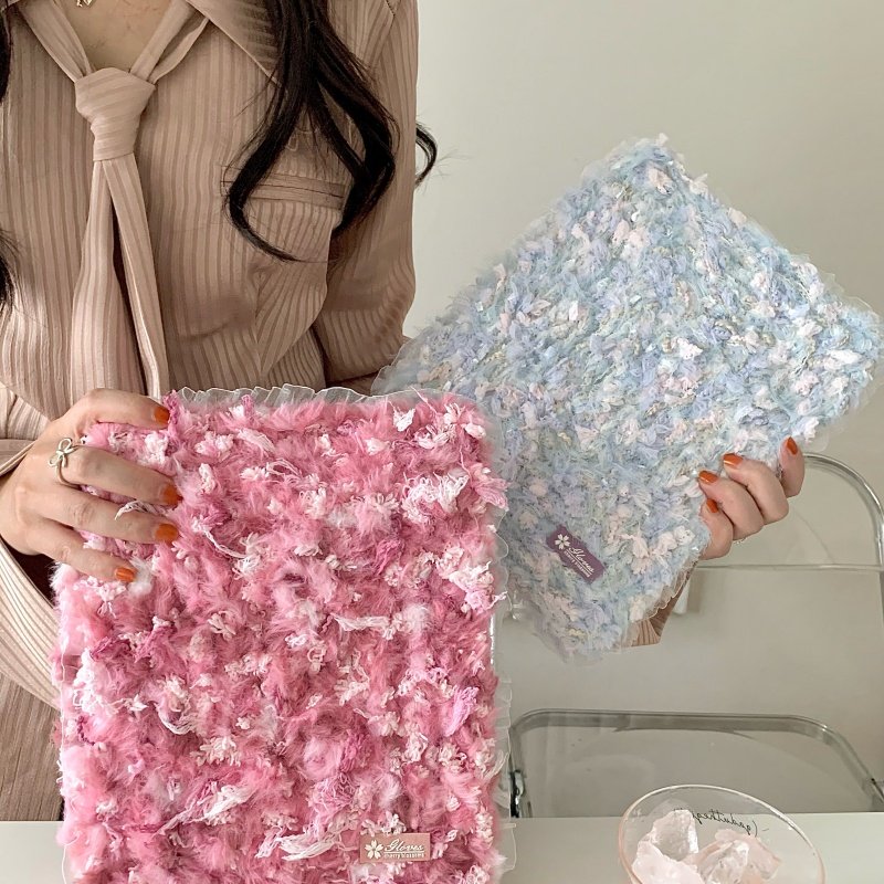 蓝粉毛绒适用苹果ipad10代平板保护套ipadair2024旋转mini6/7/air5/air2防摔ipadpro时尚女款ipad9亚克力硬壳