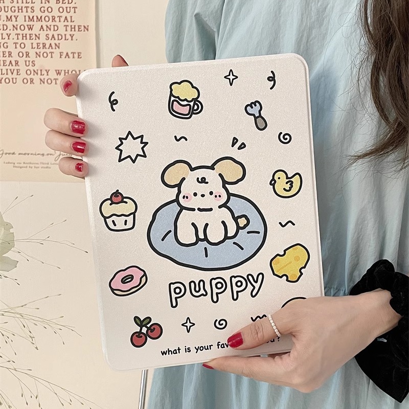 可爱白色小狗适用苹果ipad10代平板保护套ipadair6旋转mini6/air5/air3女ipadpro2024时尚ipad8亚克力air13寸