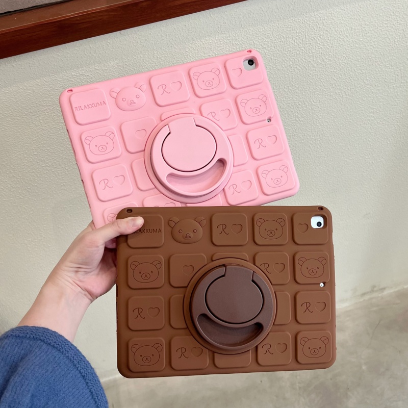 360旋转支架巧克力熊适用苹果ipad10代平板保护套ipadair6硅胶mini6/air5/air7软ipadpro2024学生ipad11可爱