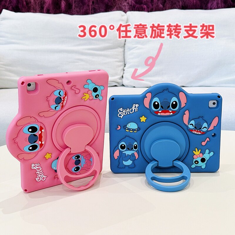 360旋转支架史迪仔适用苹果ipad10代平板保护套ipadair6硅胶mini6/air5/air7软ipadpro2024学生ipad11代可爱