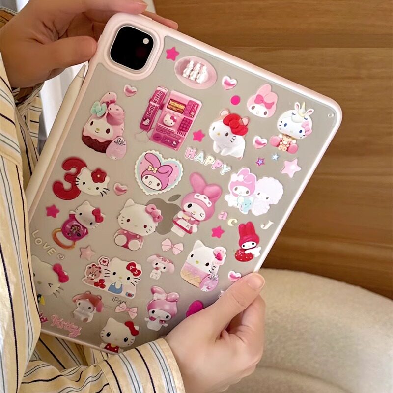 美乐蒂KT猫贴图适用苹果ipad10代平板保护套ipadair6亚克力单壳air5/air3防摔ipadpro可爱ipad9卡通时尚硬壳