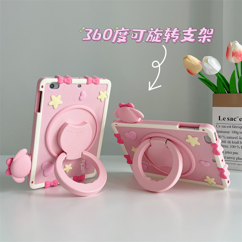 360旋转支架粉色趴趴美乐蒂适用苹果ipad10代平板保护套ipadair6硅胶mini6/air5/air2可爱ipadpro软套ipad9女