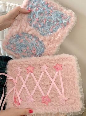 粉丝带蝴蝶适用苹果ipad10代平板保护套ipadair2024旋转mini6/air5/air2防摔ipadpro时尚女款ipad9毛绒亚克力