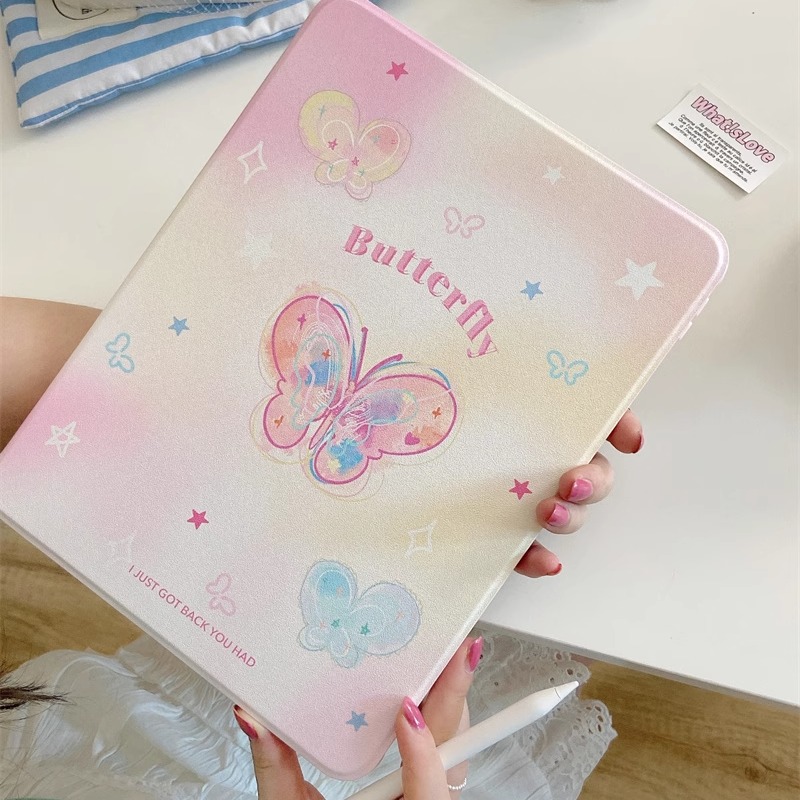 少女心彩色蝴蝶适用苹果ipad10代平板保护套ipadair6旋转mini6/air5/air3防摔ipadpro2024时尚ipad8代亚克力