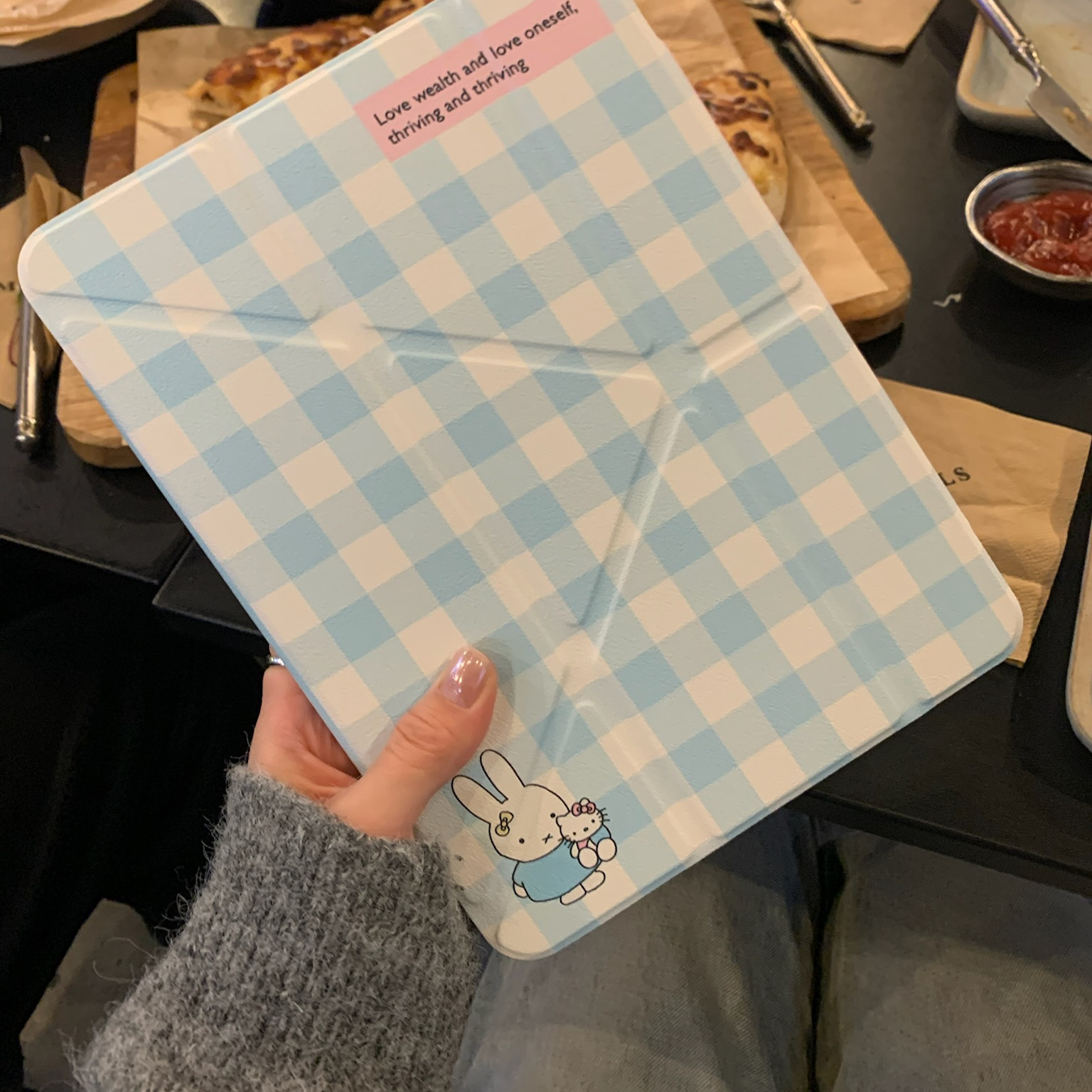 蓝粉格纹小米菲适用苹果ipad10代平板保护套ipadair2024磁吸分离mini6/air5透明ipadpro2021时尚ipad9代可爱