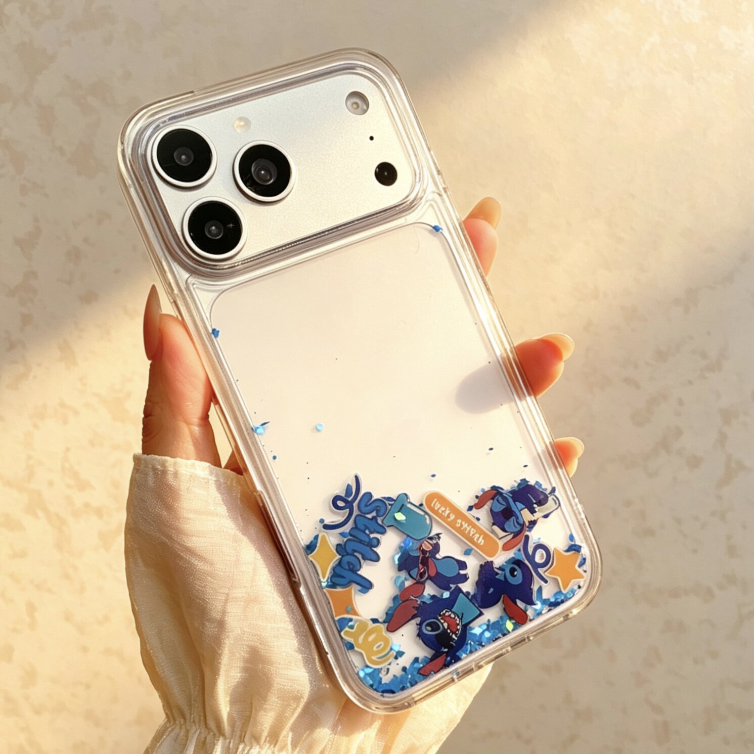 滑动方块史迪仔适用于iPhone17promax手机壳iPhone15/16pro简约时尚iPhone15/14/13promax夏日款保护套卡通女
