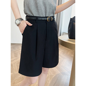 高腰a字显瘦小个子五分中裤 黑色西装 夏季 薄款 短裤 女2025新款
