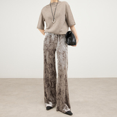 金丝绒裤 丝绒阔腿裤 女春秋垂感复古高端提花直筒国风扎染窄版 子冬