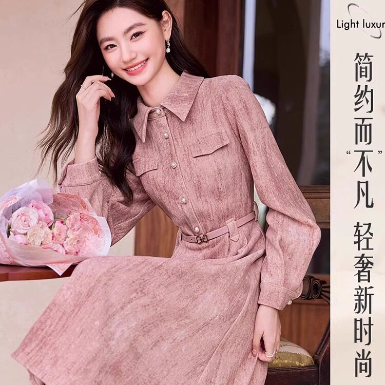 RAGR~时尚气质温柔淑女长袖春秋季连衣裙款新款休闲显瘦通勤