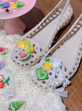 韩系甜美亮片流沙鞋花