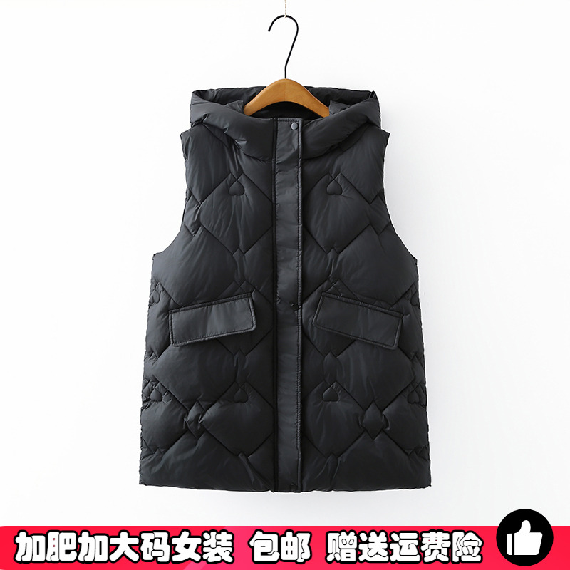 胖m特大码300斤羽绒棉马甲女秋冬