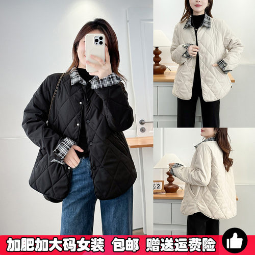 大码女装Polo领棉服女轻薄款棉衣
