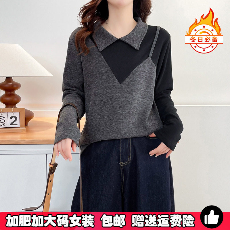 冬季保暖内搭女大码200斤胖MM显瘦遮肚子打底衫Polo领打底卫衣女,女装/女士精品,大码内搭,淘宝优惠券,粉丝福利购,淘宝优惠卷